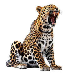 Obraz premium Leopard roar isolated white background