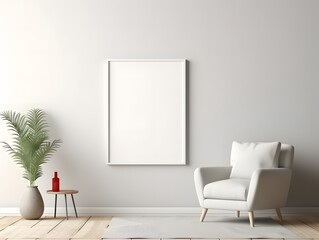 3D Modern Interior Blank Poster Frame Mock-Up