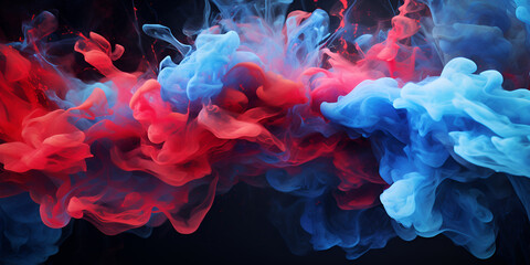 colorful background,Colors ink splashing in water isolated on black background,White, blue and red watercolor ink in water. Abstract background. Cool trending screensaver.Abstract colourful smoke real - obrazy, fototapety, plakaty