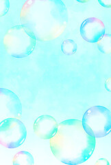 背景素材_水彩_シャボン玉_空