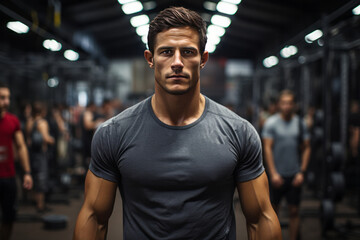 Photo Realistic of a CrossFit Athlete in Athletic Shorts and a CrossFit T-shirt, Generative AI