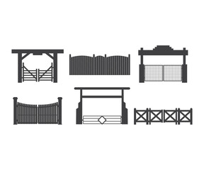 Fototapeta premium Ranch Gate Vector, Farm fence silhouette, Ranch gate vector, Ranch gate illustration