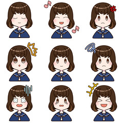 セーラー服を着た女の子の表情差分セット