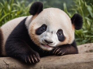 close-up baby panda