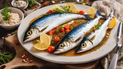 Fish mackerel raw mackerel with and spices