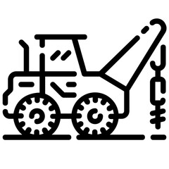 drill truck outline vector icon