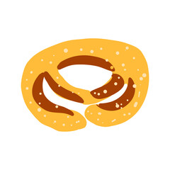 Brezel vector illustration isolated on white background, national German pretzel, Bread product, colorful symbol for design travel restaurant menu, food ingredient for cooking, harvest festival