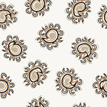 Neutral Colour Paisley abstract Seamless Pattern Design