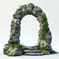 Stone arch. isolated on plain background. Game design. 3D illustation