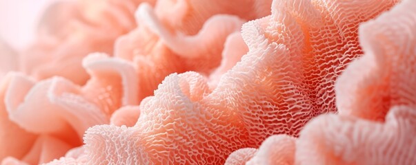 Close up detail of coral in light peach colour, Peach Fuzz trend 2024.. Coral reef underwater life. Abstract natural texture, wallpaper. AI generated image. 
