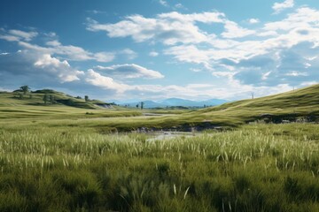 Obraz premium A beautiful lush green landscape in nature