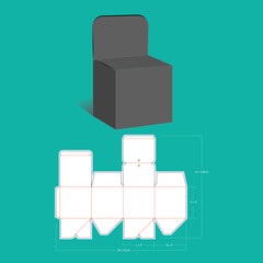 Cream Auto lock box dieline template, vector design and 3d box