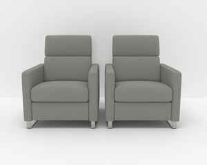 Modern sofa on white background 3D Render