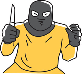 ナイフを持った覆面強盗