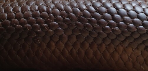  The image shows a brown leather item with small, round bumps on the surface. These bumps are likely to be little pieces of thread, possibly.