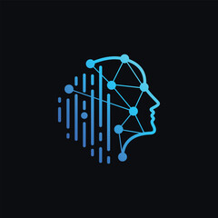 Human Symbol Artificial Intelligent Logo Design Template Vector Illustration