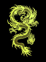 golden dragon on black background