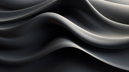 A seamless abstract black texture background featuring elegant swirling curves in a wave pattern, set against a dark material background.