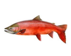 Salmon fish isolated on transparent background, png element for food.