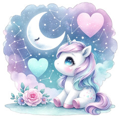 Valentine Cute Unicorn, AI generative