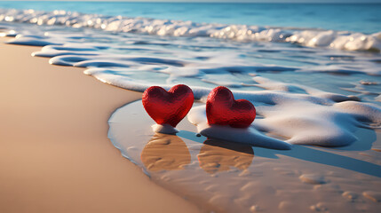 Fototapeta premium Vibrant Valentine's Day background with red hearts