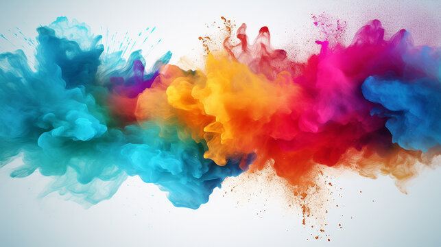 abstract colorful powder splatted background on white background © Aura