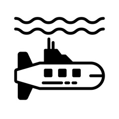 Vector solid black icon for Submarine
