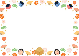 可愛い節分のフレーム_横01