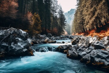 A big river flowing after a heavy rainfall
