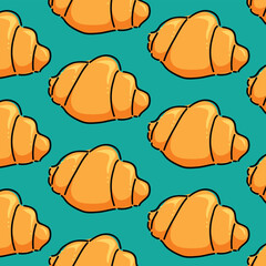 croissant pattern tile illustration vector design. Green background