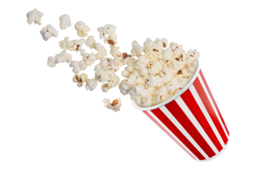 Popcorn viewed float Paper cup on transparent background png