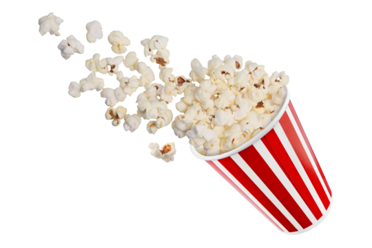 Popcorn viewed float Paper cup on transparent background png