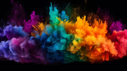 Fototapeta na wymiar colorful rainbow holi paint color big double powder