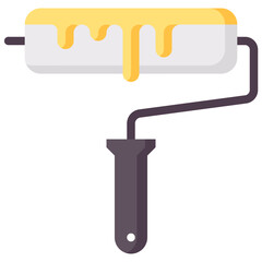 paint roller flat vector icon