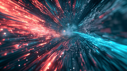 Dynamic and immersive warp tunnel effect within the vast expanse of hyperspace - obrazy, fototapety, plakaty