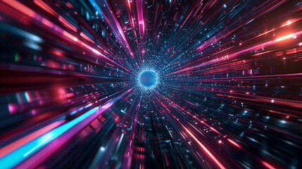 A tunneling warp effect in hyperspace - obrazy, fototapety, plakaty