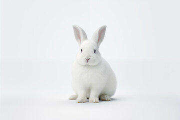 Adorable furry Easter baby bunny white background.