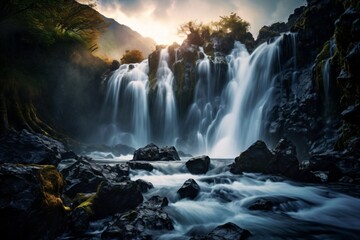 Obraz premium A beautiful waterfall illustration