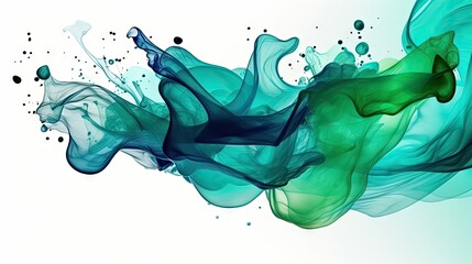 green and blue paint splash on white background, blue green tael watercolor wave background. green ink acrylic texture