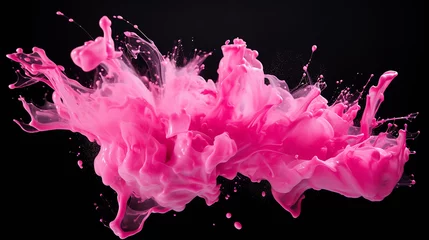 Zelfklevend Fotobehang pink paint splash isolated on black background © Aura