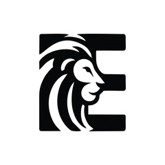Bold 'E' Logo with Lion Mane Silhouette
