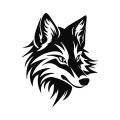 Stylized Fox Head Illustration in Black and White