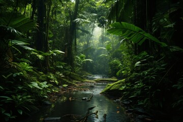 A river flowing in a forest or rainforest