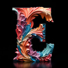 Designer 3d letter E in stylish colorful design