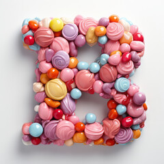 Obraz premium 3d letters B resembling decorated round candies with flower