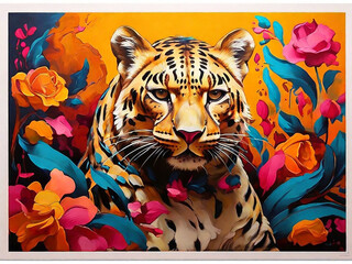 Vibrant Leopard Art Print or Poster
