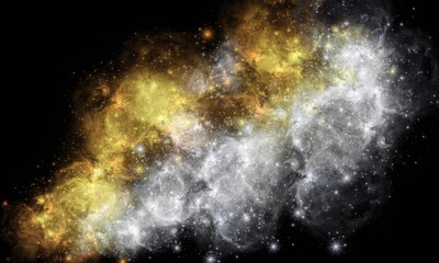 Fototapeta na wymiar Yellow and White Space Galaxy Nebula Background Wallpaper