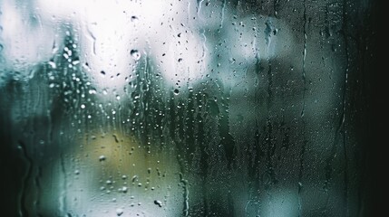  fresh raindrops on the window, Glass with rain drops