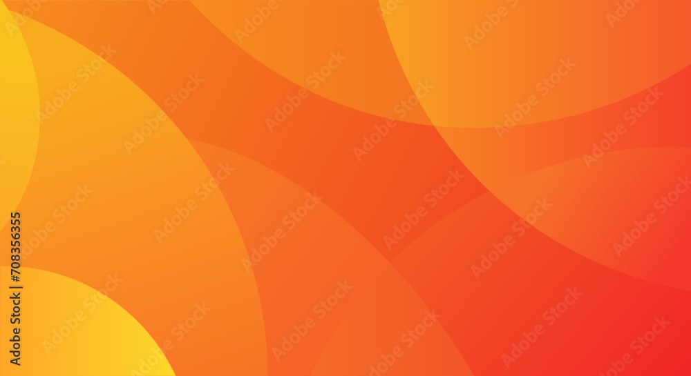Wall mural modern abstract circles overlap with light and shadow on an orange and yellow background.