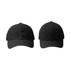 Front view of two caps in black, ideal for sports or sunny days out.